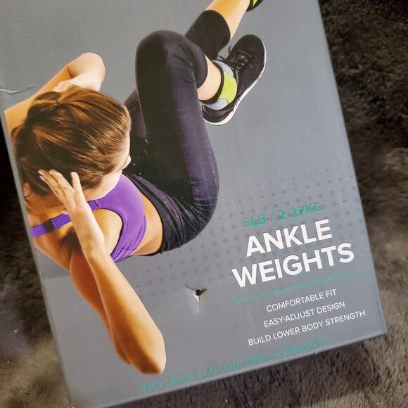 Gaiam Restore 5-Pound Set (2x2.5)Pair Ankle Weights Comfortable Fit Gray & Lime - Picture 3 of 8